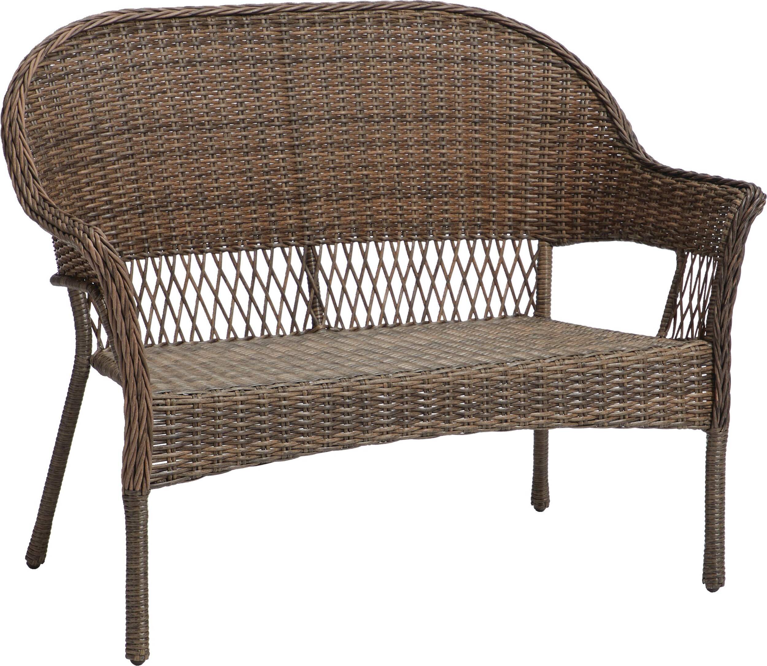 CANVAS Canterbury All-Weather Wicker Outdoor/Patio Sectional Loveseat, Stackable Front_Three_Fourths_Angled_Right