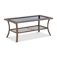 CANVAS Canterbury All-Weather Wicker Outdoor/Patio Coffee Table w/Glass Top, 40x20x19-in Front_Three_Fourths_Angled_Right