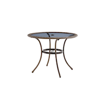 CANVAS Canterbury Round All-Weather Wicker Outdoor/Patio Dining Table w/Glass Top, 38x29-in Front_Angled_Right