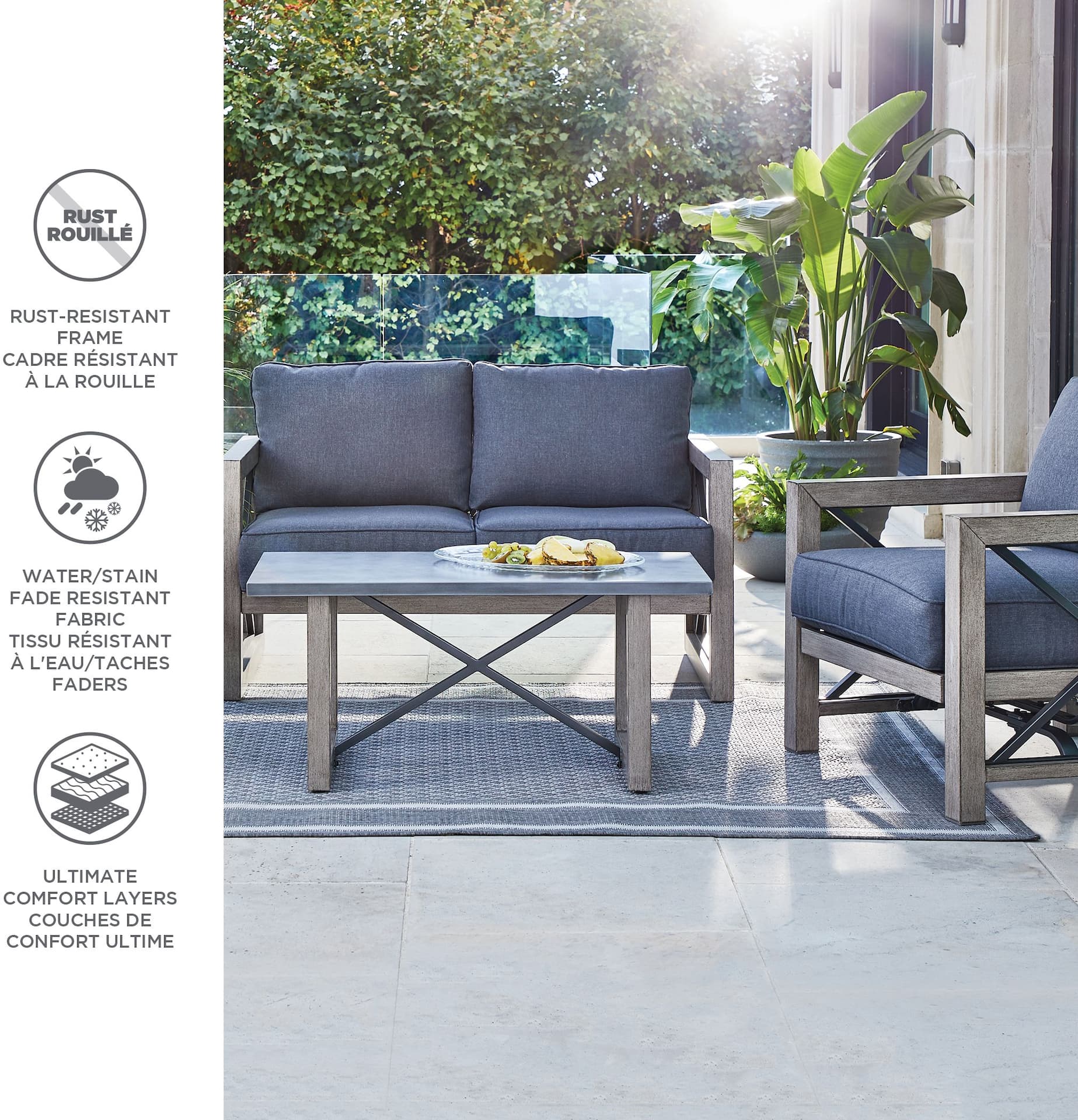 CANVAS Junction Outdoor Patio Conversation Set w UV Resistant Cushions 4 pc Canadian Tire