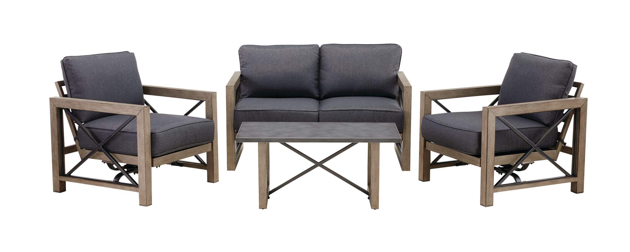 CANVAS Junction Outdoor/Patio Conversation Set w/UV-Resistant Cushions, 4-pc Front_Flat