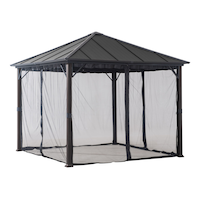 For Living Rockport Outdoor/Patio Gazebo Netting for Hard-Top Gazebo, Black, 103x103x81-in Front_Angled_Right