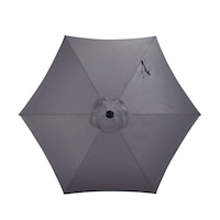 CANVAS Outdoor/Patio Market Umbrella with Crank Handle, Dark Grey, 9-ft Overhead_Flat