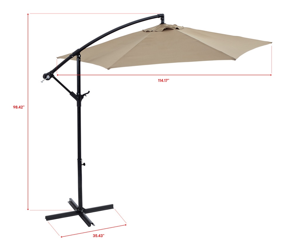 For Living Outdoor/Patio Offset Umbrella w/ Crank Handle, Beige, 10ft