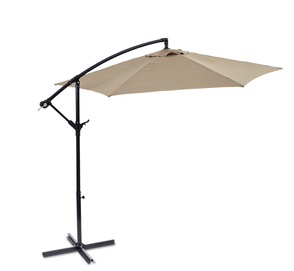For Living Outdoor/Patio Offset Umbrella w/ Crank Handle, Beige, 10ft