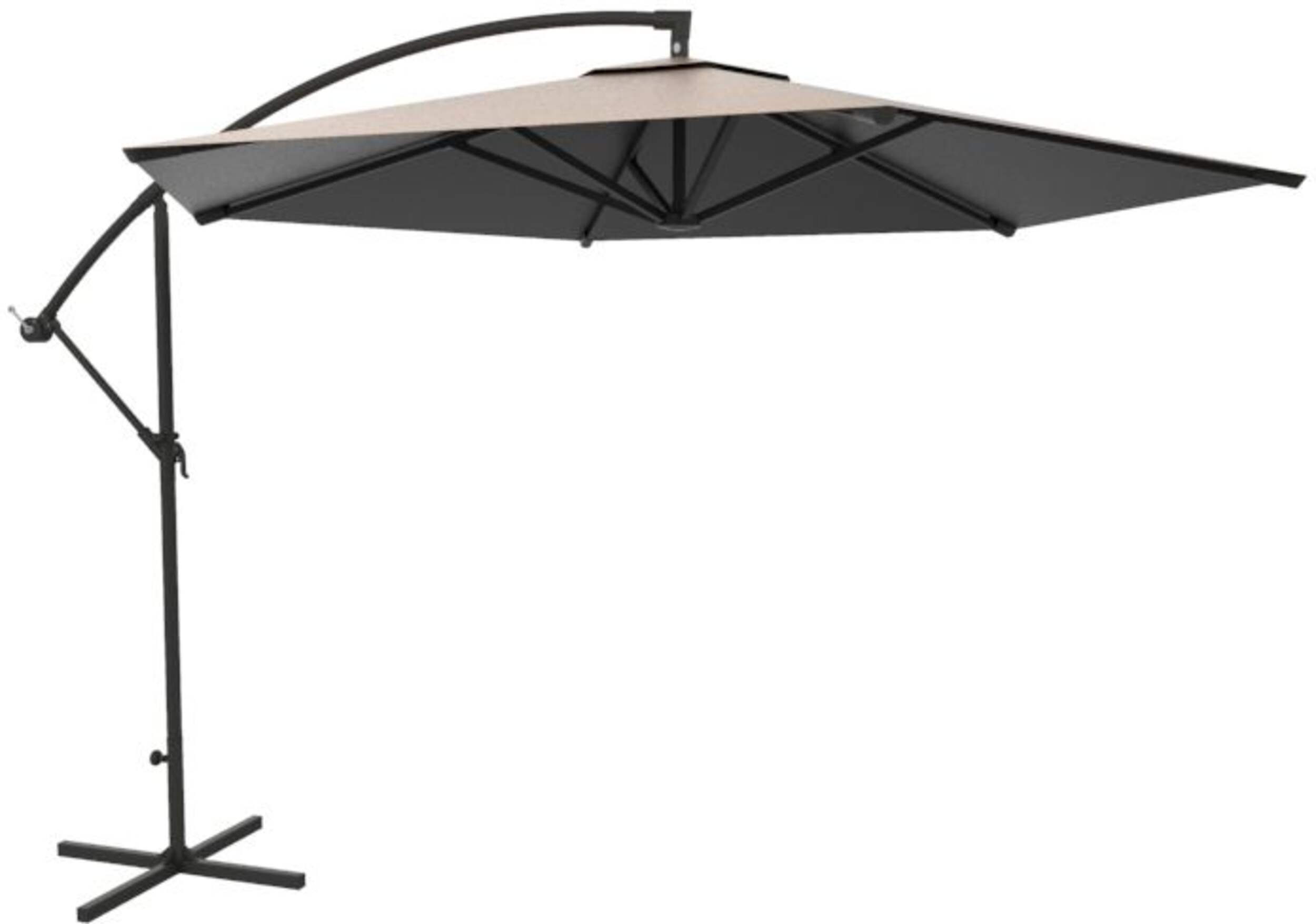 Parasol décalé For Living avec manivelle, beige, 10 pi Side_Right