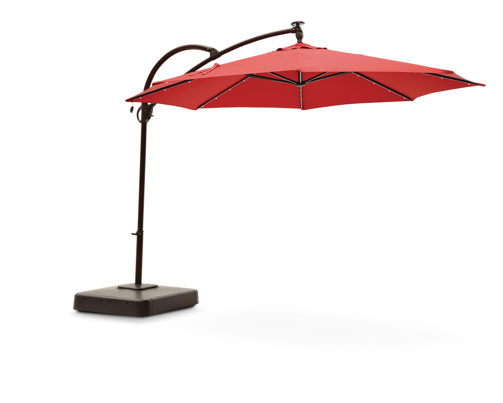 CANVAS Madrid Outdoor/Patio Offset Umbrella w/ Solar LED Lights, Base