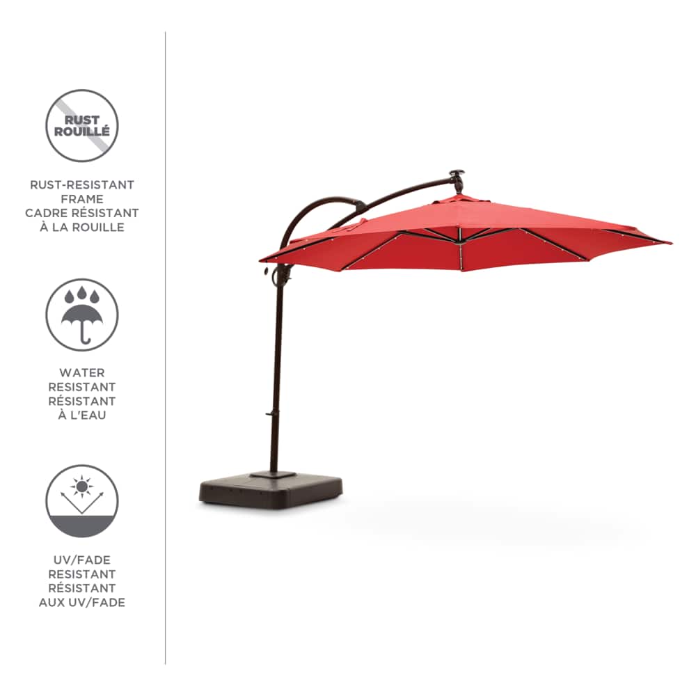 CANVAS Outdoor/Patio Offset Umbrella w/ LED Base & Crank, Red, 11-ft | Canadian Tire