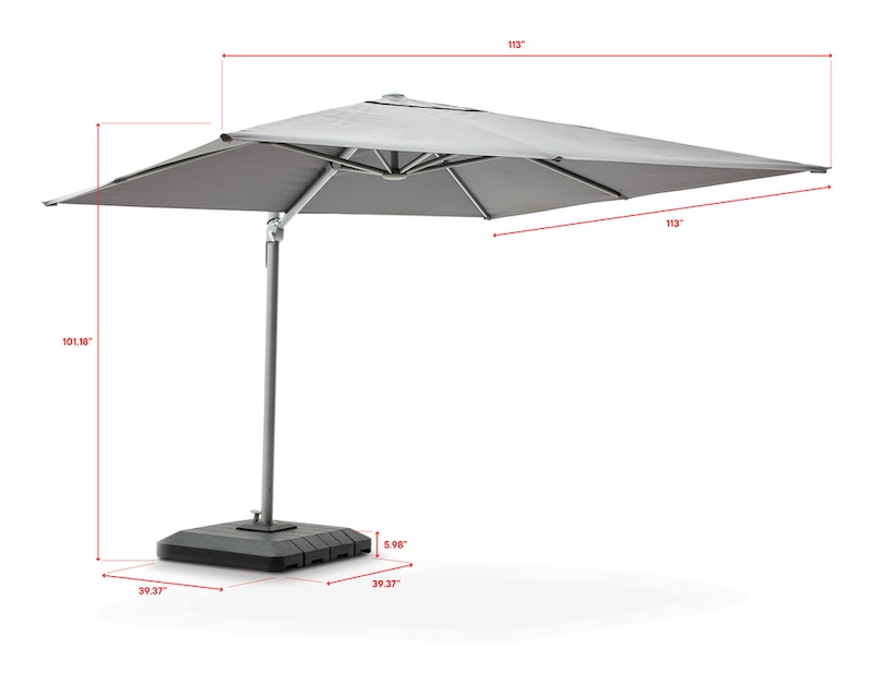 CANVAS West Palm Outdoor/Patio Offset Umbrella w/ Base & Crank Handle