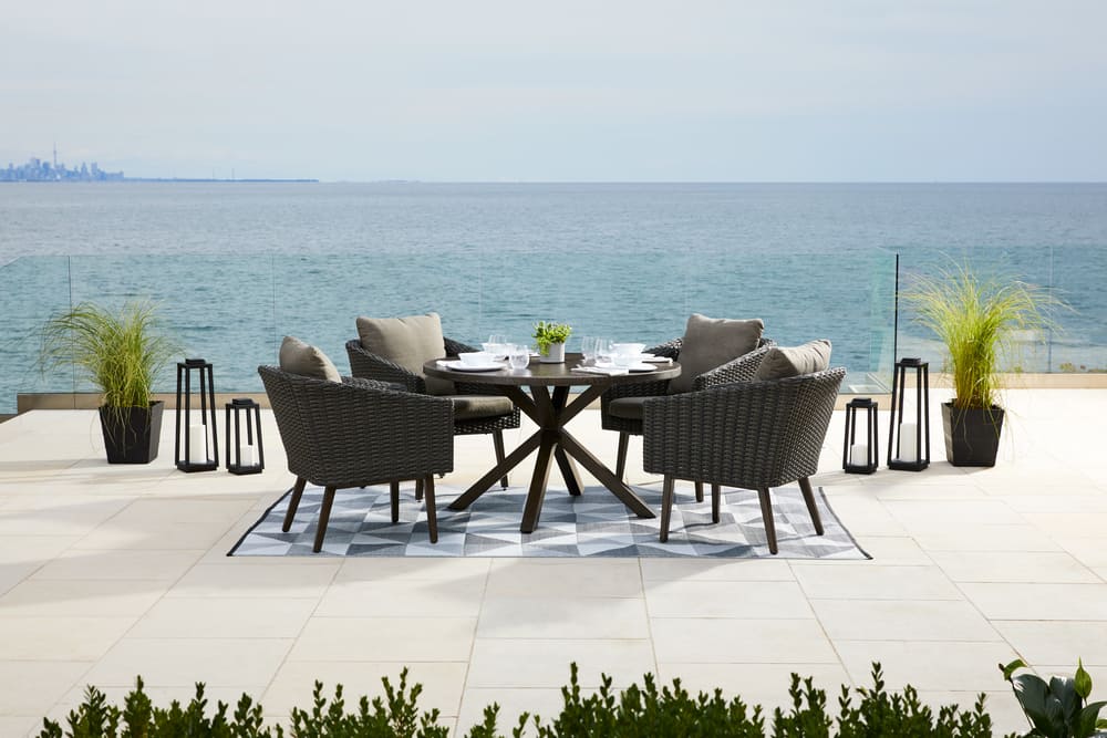 teal patio dining set