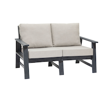 Capterra Recycled Plastic Outdoor/Patio Loveseat, Beige Front_Angled_Right
