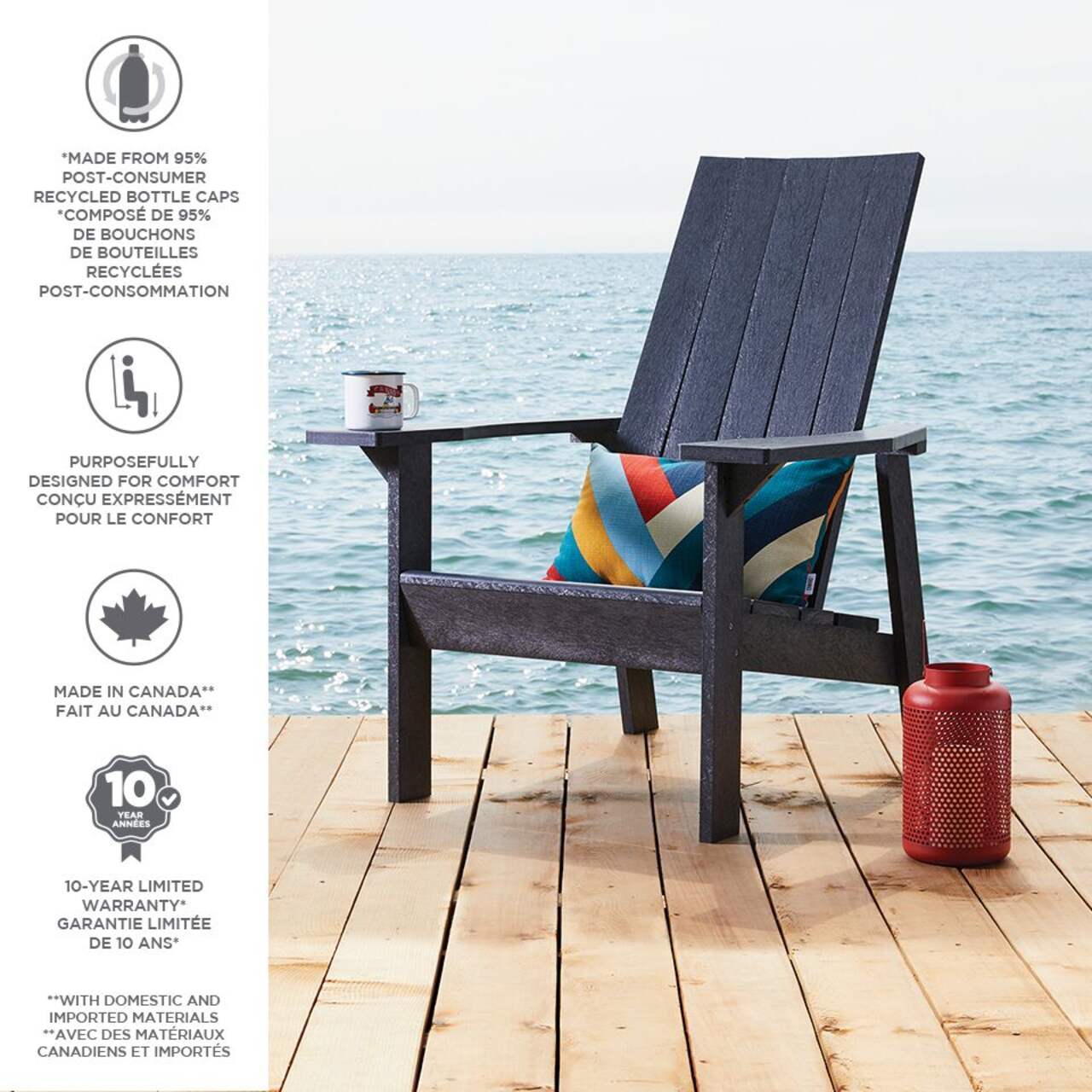 CANVAS Arrowhead Recycled Plastic Outdoor Patio Muskoka Chair, Navy