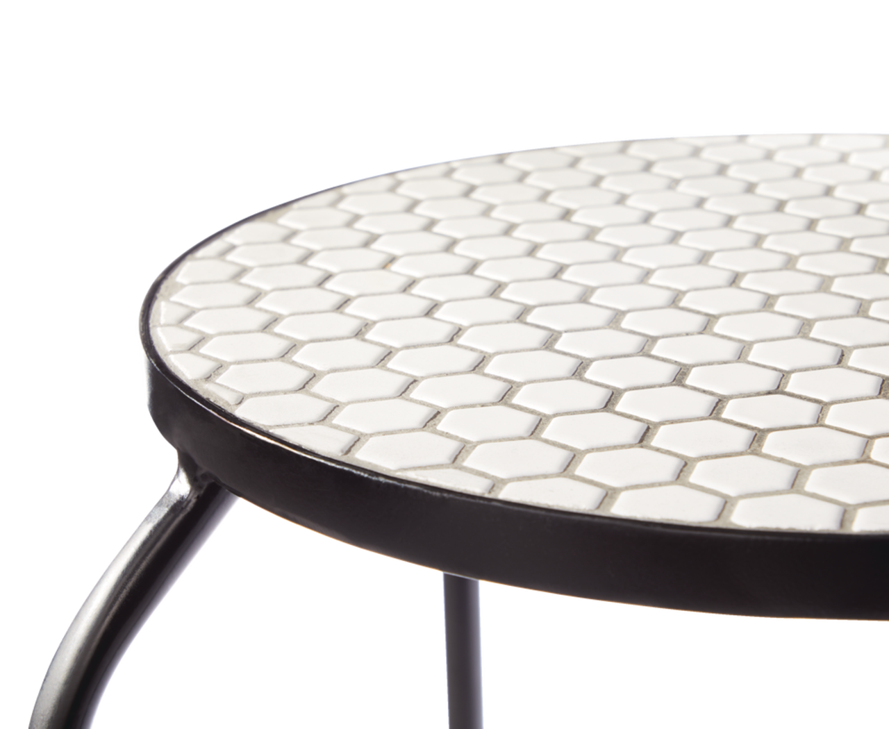CANVAS Annette Steel Frame Round Outdoor Patio Side Table w Honeycomb Tile 15x15x17 in Canadian Tire