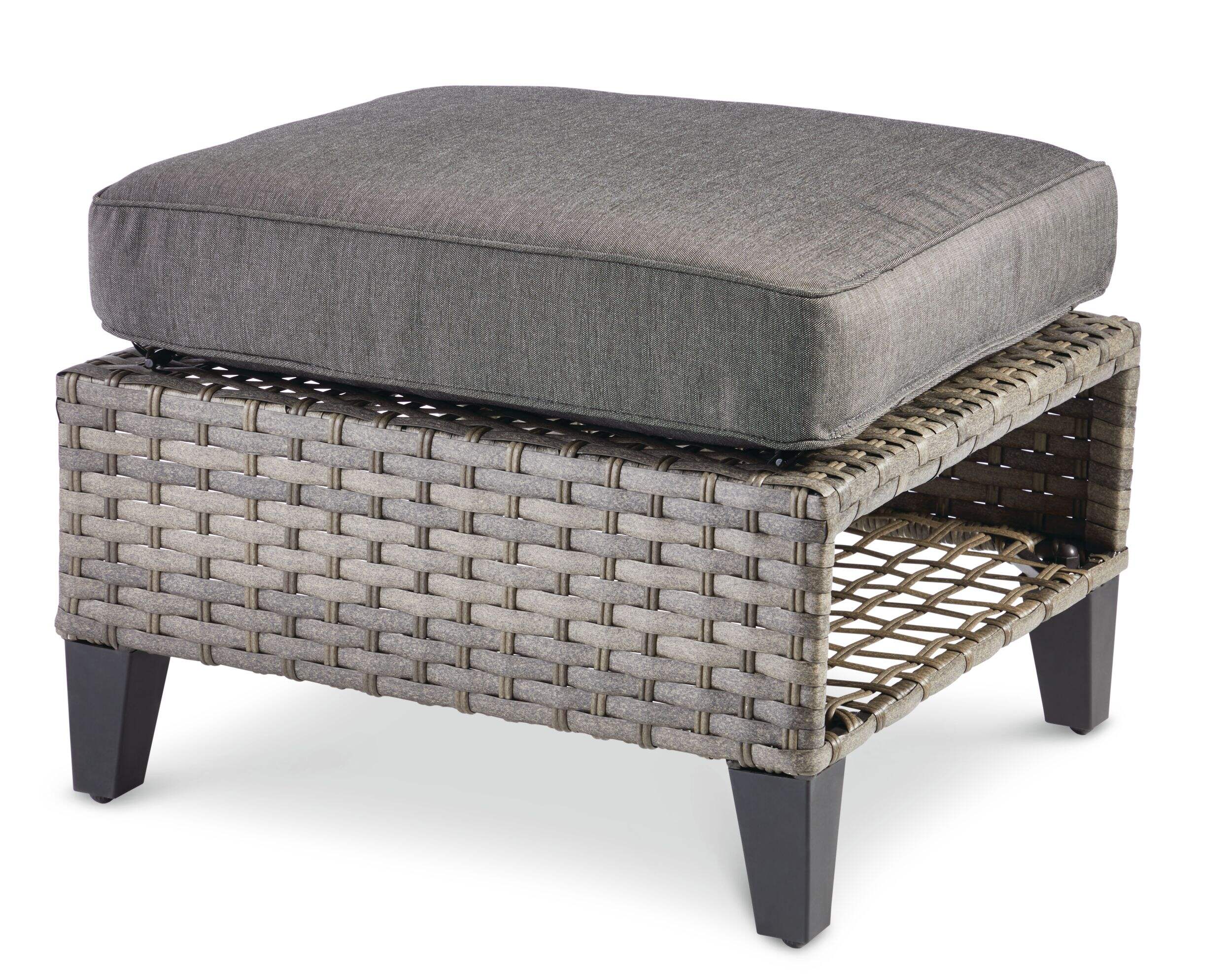 CANVAS Breton - Pouf de jardin en osier, toute saison, rectangulaire Front_Three_Fourths_Angled_Left