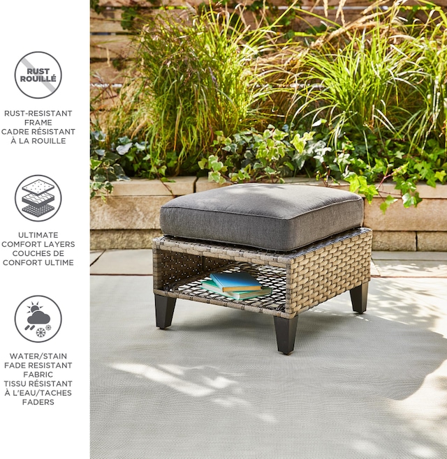 CANVAS Breton Rectangle AllWeather Wicker Outdoor Patio Ottoman