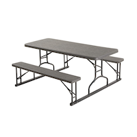 Table de pique-nique avec plateau en résine pour 6 personnes, gris, 6 pi Front_Three_Fourths_Angled_Left