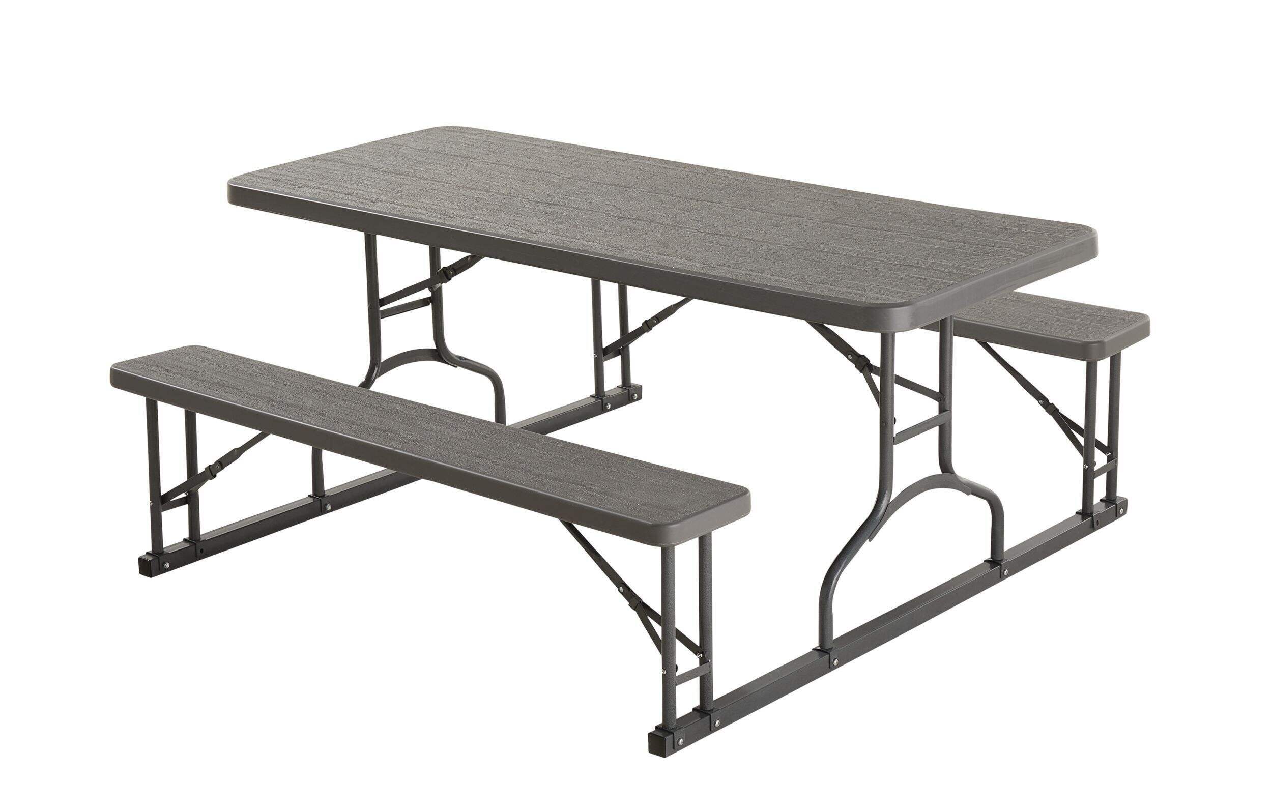 Table de pique-nique avec plateau en résine pour 6 personnes, gris, 6 pi Front_Three_Fourths_Angled_Left