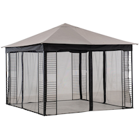 For Living Metropolis Outdoor/Patio Gazebo Netting  for Soft-Top Gazebo, Black Front_Angled_Right