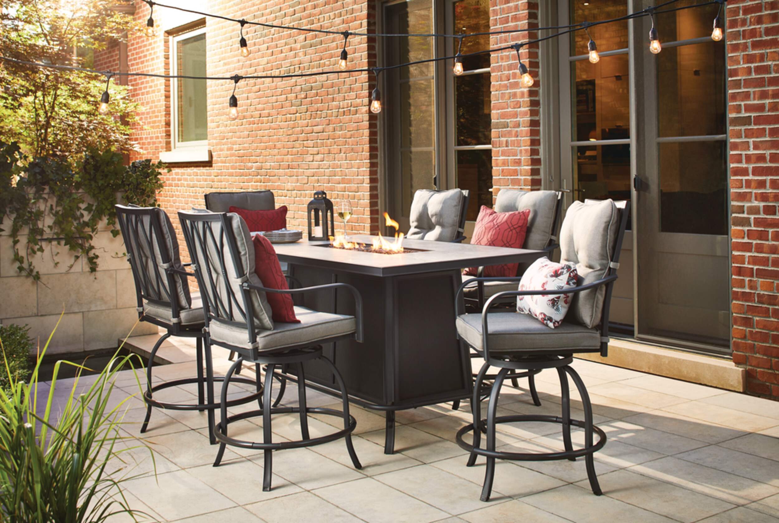 CANVAS Camrose Fire AllWeather Wicker Outdoor/Patio Dining Set w/ Fire
