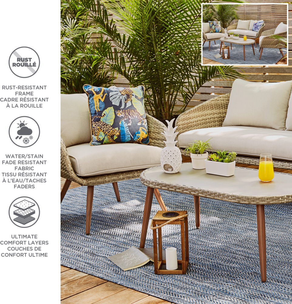 CANVAS Byward AllWeather Wicker Outdoor/Patio Conversation Set, 4pc Canadian Tire