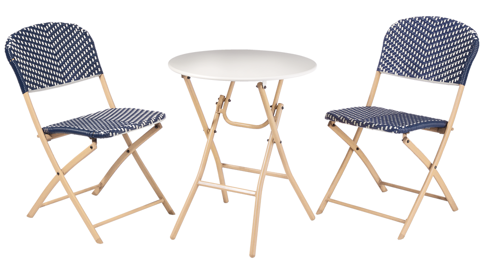 CANVAS Laval Folding, Wicker Outdoor/Patio/Balcony Bistro Set, Blue