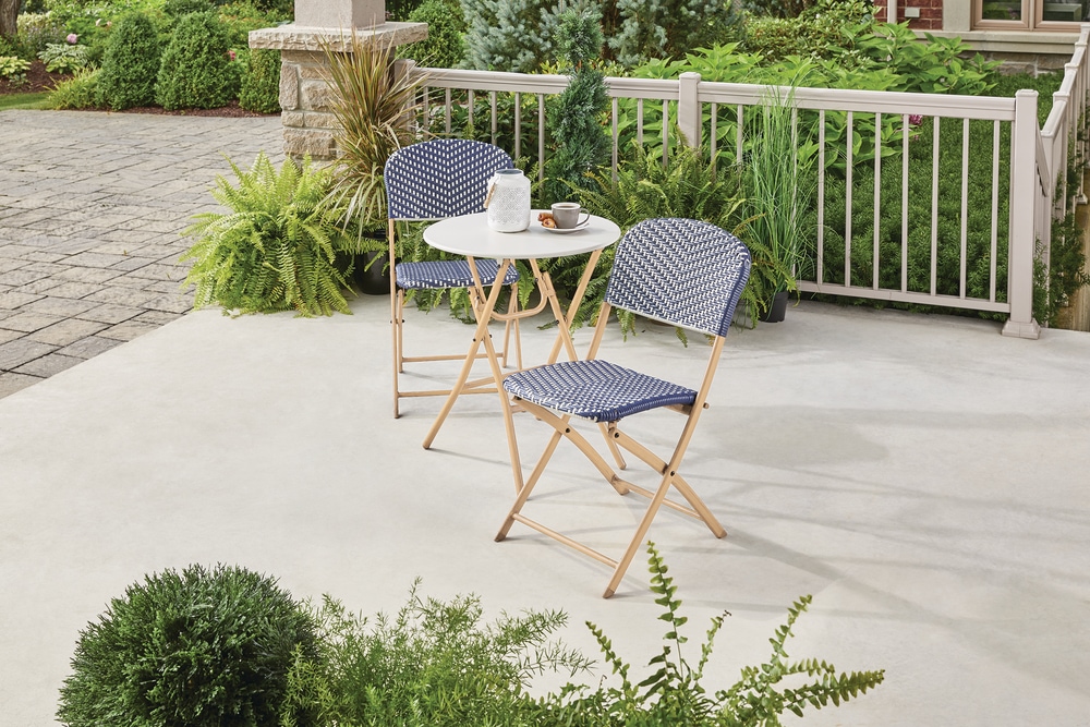 CANVAS Laval Folding, Wicker Outdoor/Patio/Balcony Bistro Set, Blue
