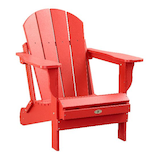 Patio Leisure Line Recycled Plastic Outdoor Folding Adirondack Chair, UV-Resistant, Red Front_Angled_Right