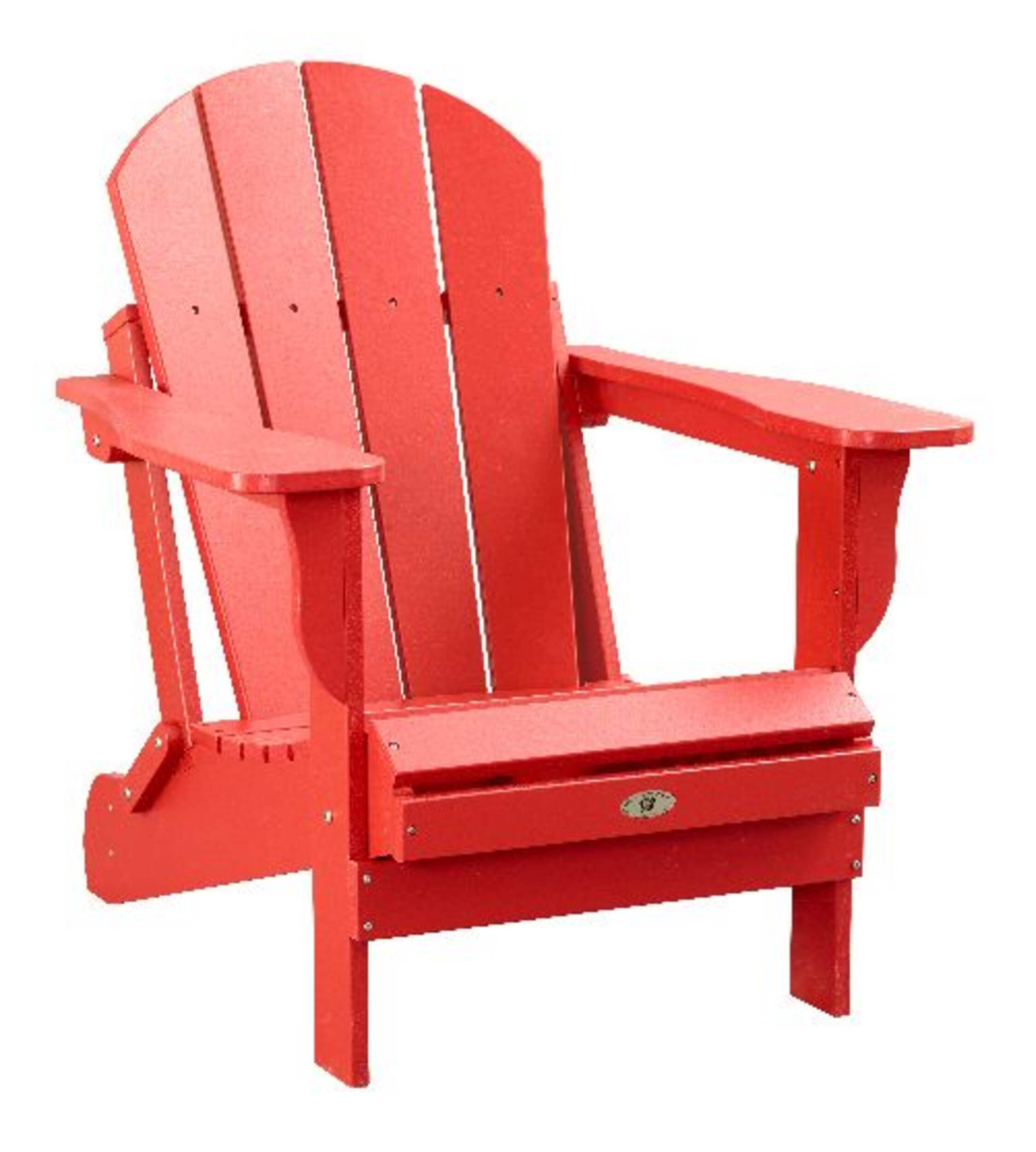 Patio Leisure Line Recycled Plastic Outdoor Folding Adirondack Chair, UV-Resistant, Red Front_Angled_Right