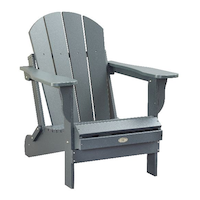 Patio Leisure Line Recycled Plastic Outdoor Folding  Adirondack Chair,UV-Resistant, Grey Front_Angled_Right
