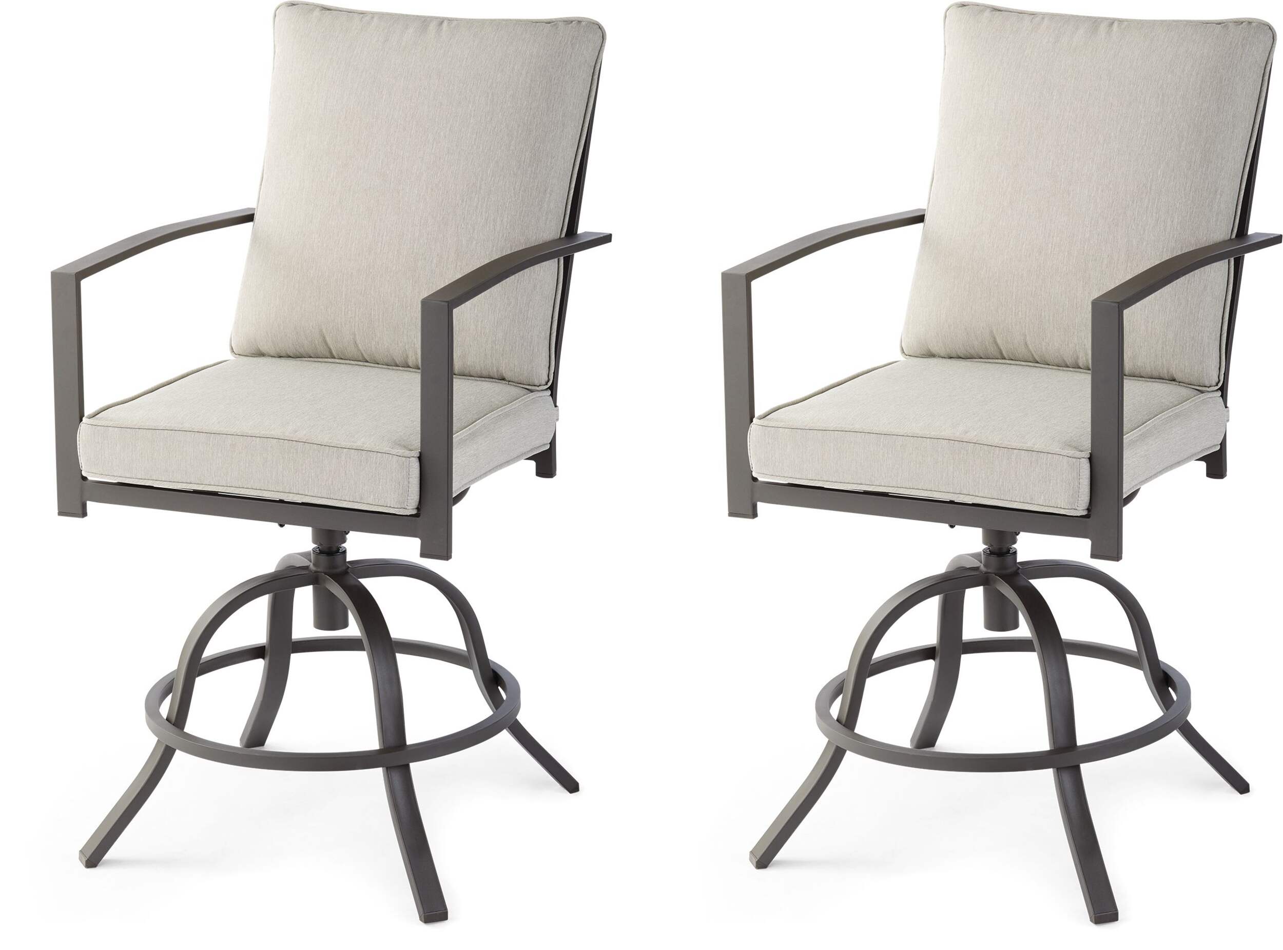 CANVAS Fairview Outdoor/Patio/Balcony Swivel Chair Set, Beige, 2-pc Front_Angled_Left