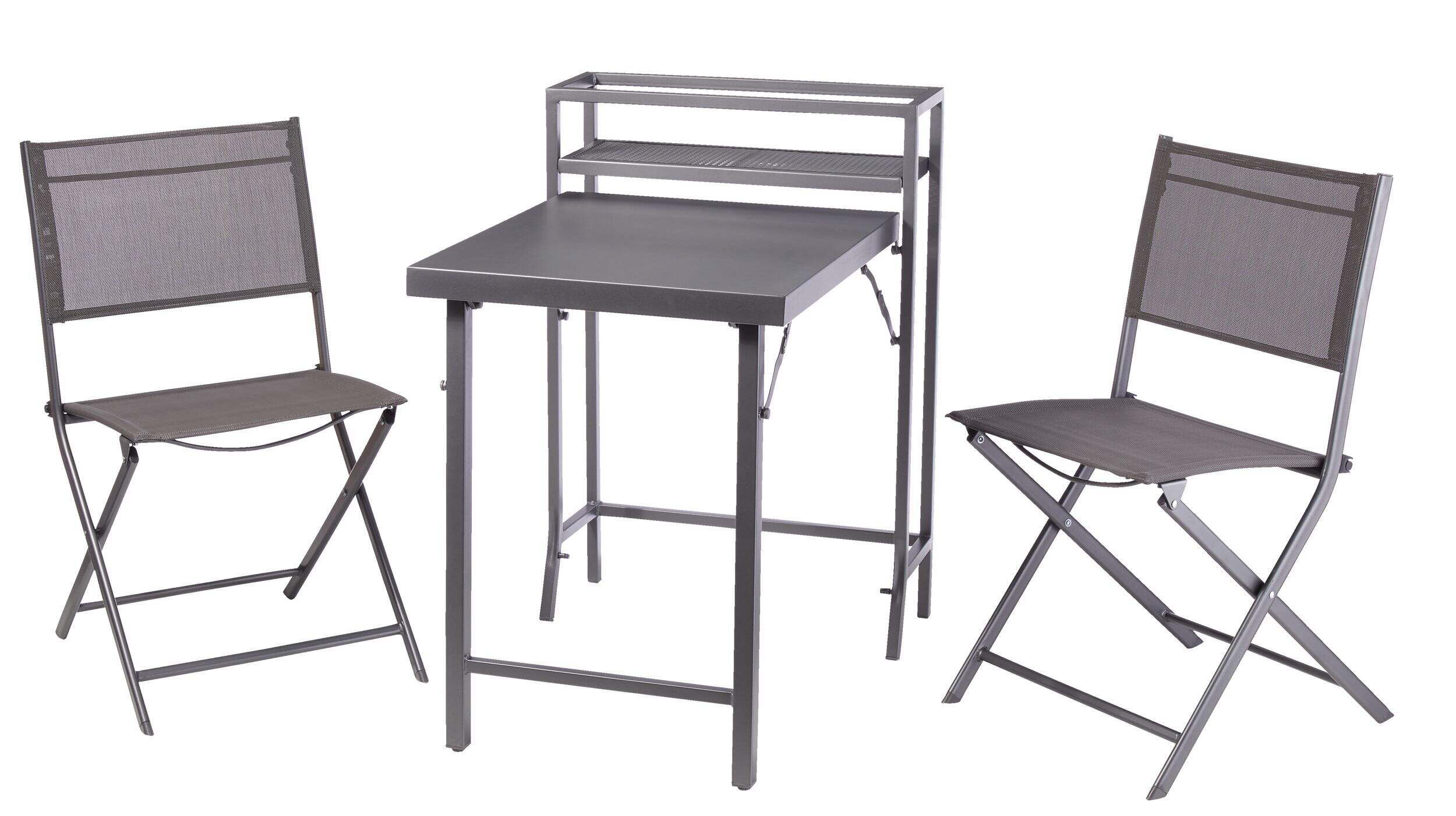 CANVAS Spadina Folding Steel Outdoor/Patio Bistro Set, Grey, 3pc