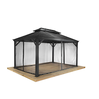 SOJAG Mykonos Nylon Outdoor/Patio Gazebo Mosquito Netting, 10x12-ft, Grey Front_Angled_Right