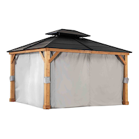 CANVAS Fabric Outdoor/Patio Gazebo Walls  for Collingwood Gazebo, Grey, 11.5x10x7-ft Front_Three_Fourths_Angled_Right