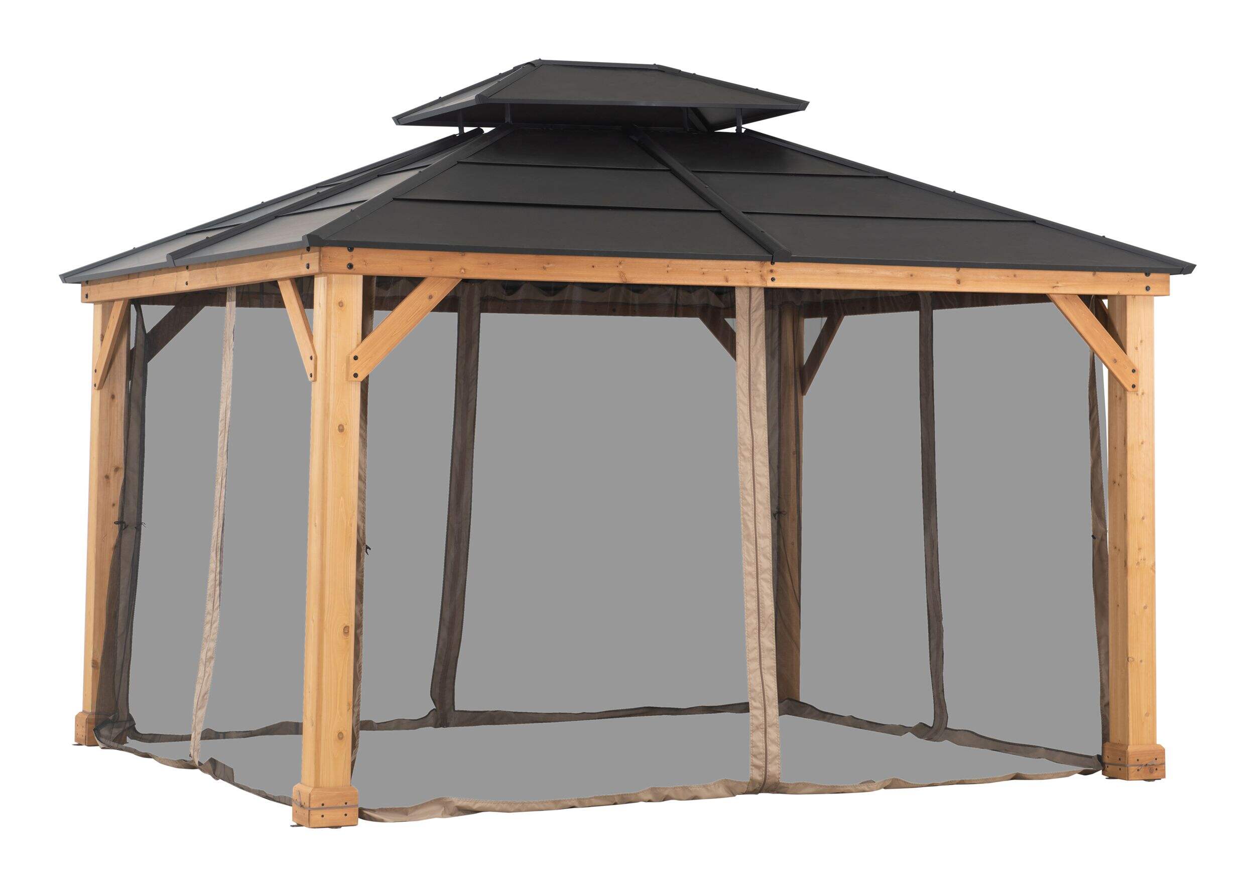 CANVAS Collingwood - Moustiquaire en tissu pour gazebo, noir, 11,5 x 10 x 7 pi Front_Angled_Right