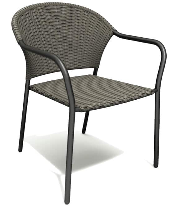Canvas Breton Wicker Outdoor Patio, Gray Stackable Wicker Outdoor Dining Chair