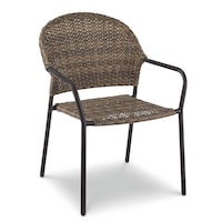 CANVAS Breton Wicker Outdoor Patio Balcony Dining Chair with Barrel Back Front_Three_Fourths_Angled_Right