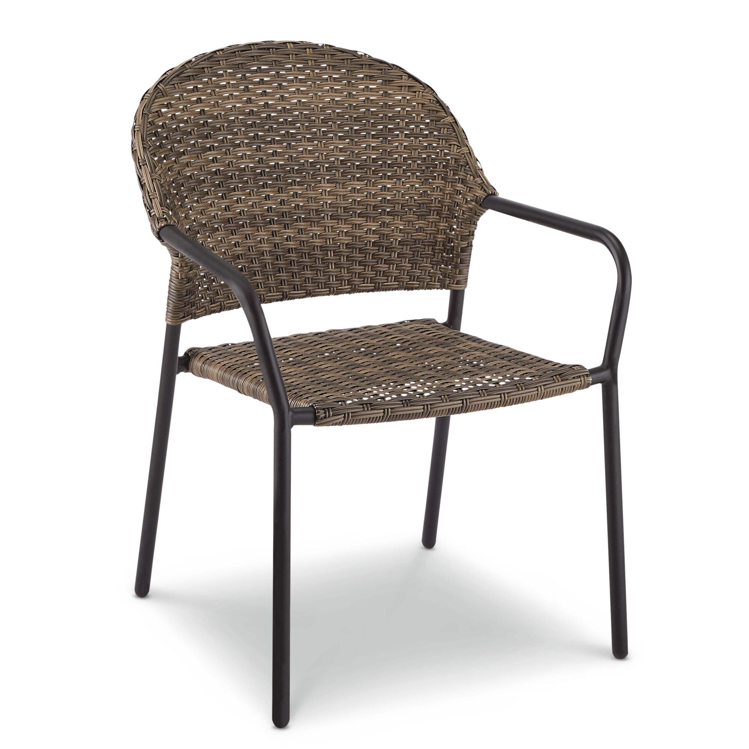 CANVAS Breton Wicker Outdoor Patio Balcony Dining Chair with Barrel Back Front_Three_Fourths_Angled_Right