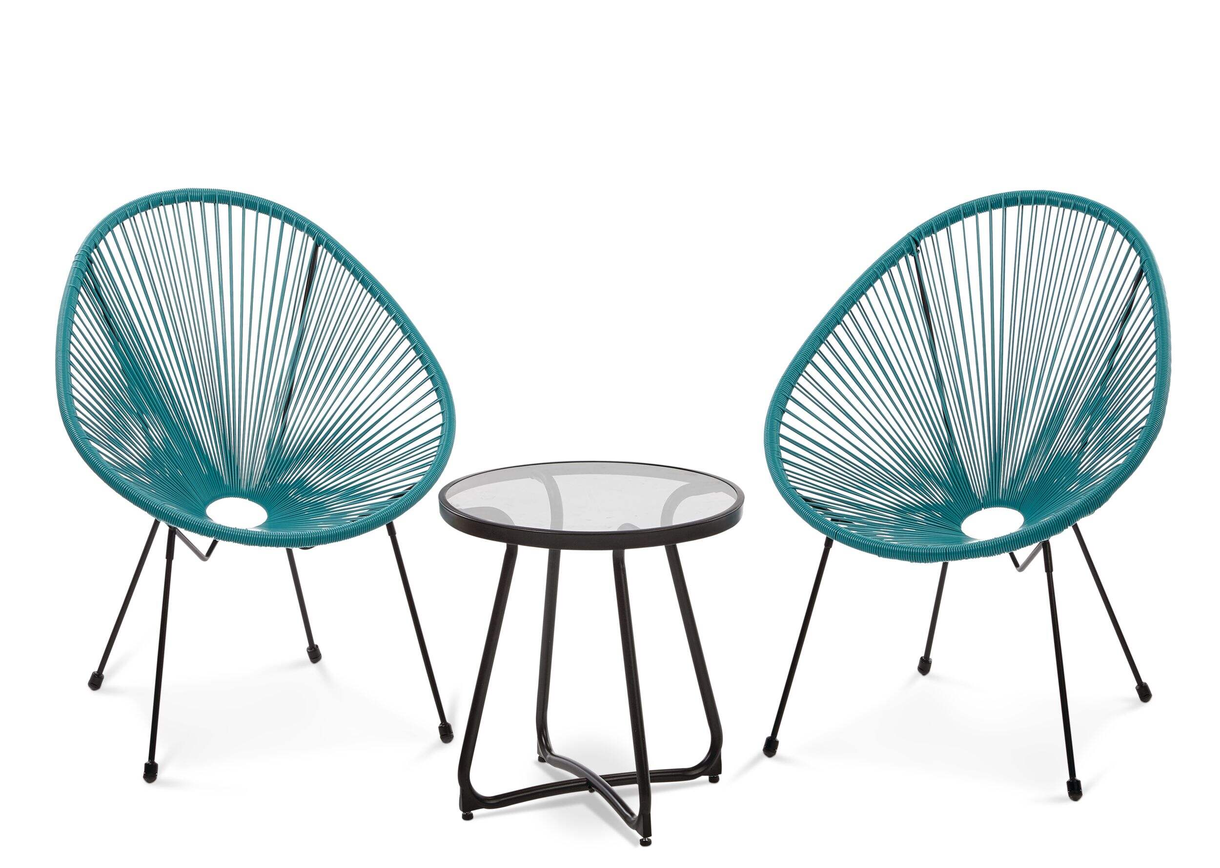 CANVAS Acapulco Wicker & Steel Outdoor Patio Chat Set w/ Glass Top, 3-pc Composite_or_Mixed