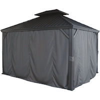 CANVAS Skyline - Rideau opaque et moustiquaire pour gazebo de jardin, noir, 10 x 12 x 7 pi Front_Angled_Left