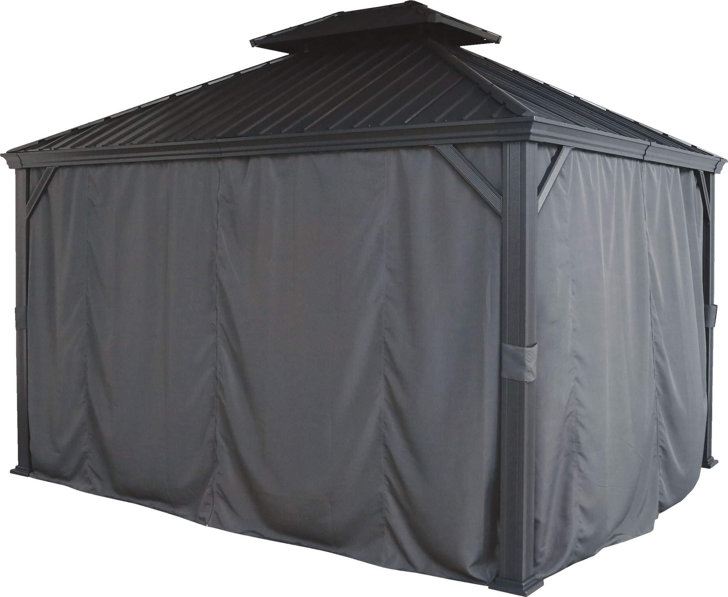 CANVAS Fabric Outdoor/Patio Gazebo Walls & Netting for Skyline Gazebo,Black, 10x12x7-ft Front_Angled_Left