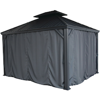 CANVAS Fabric Outdoor/Patio Gazebo Walls & Netting for Skyline Gazebo,Black, 12x14x7-ft