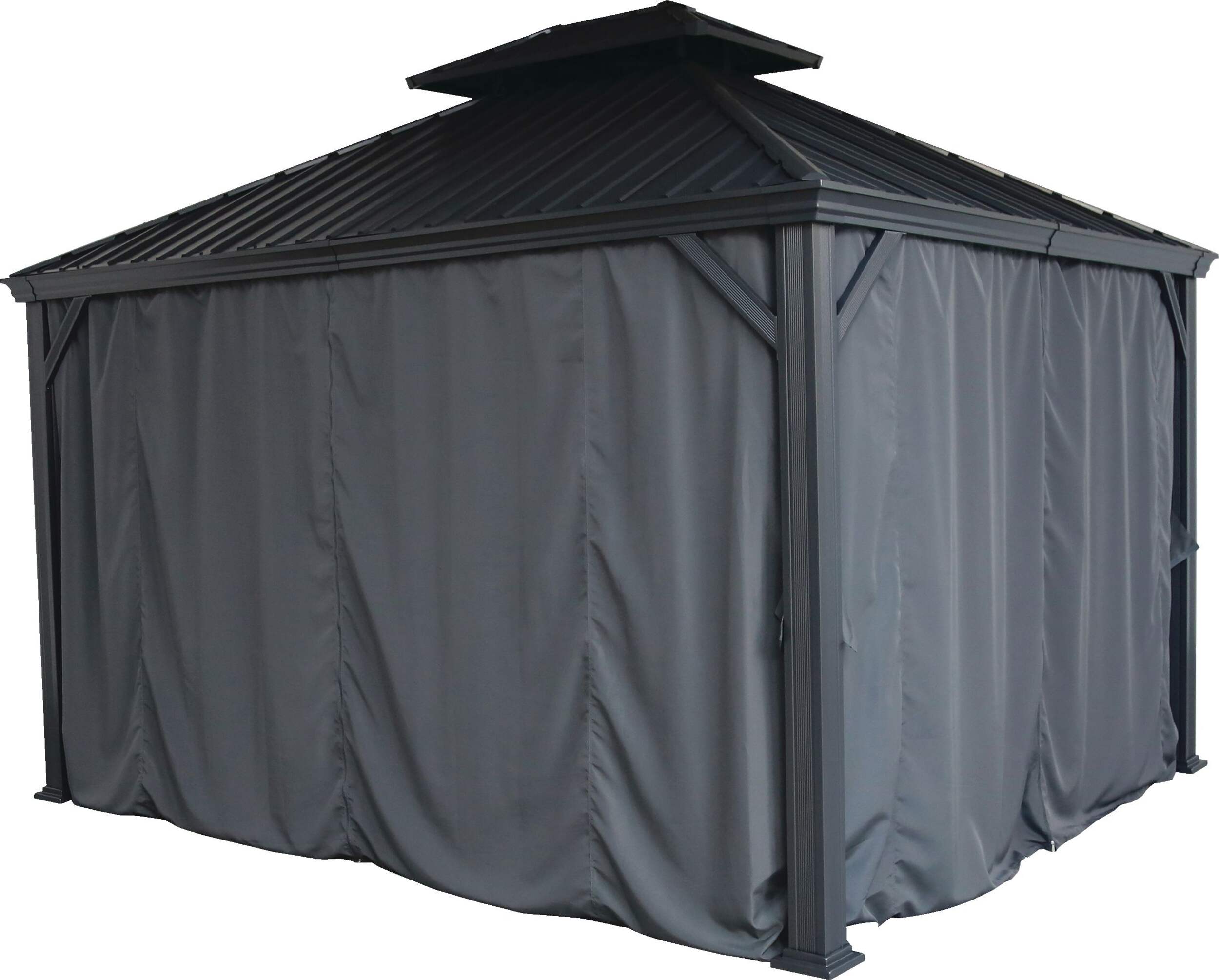 CANVAS Skyline - Rideau opaque et moustiquaire pour gazebo, noir, 12 x 14 x 7 pi Front_Angled_Left