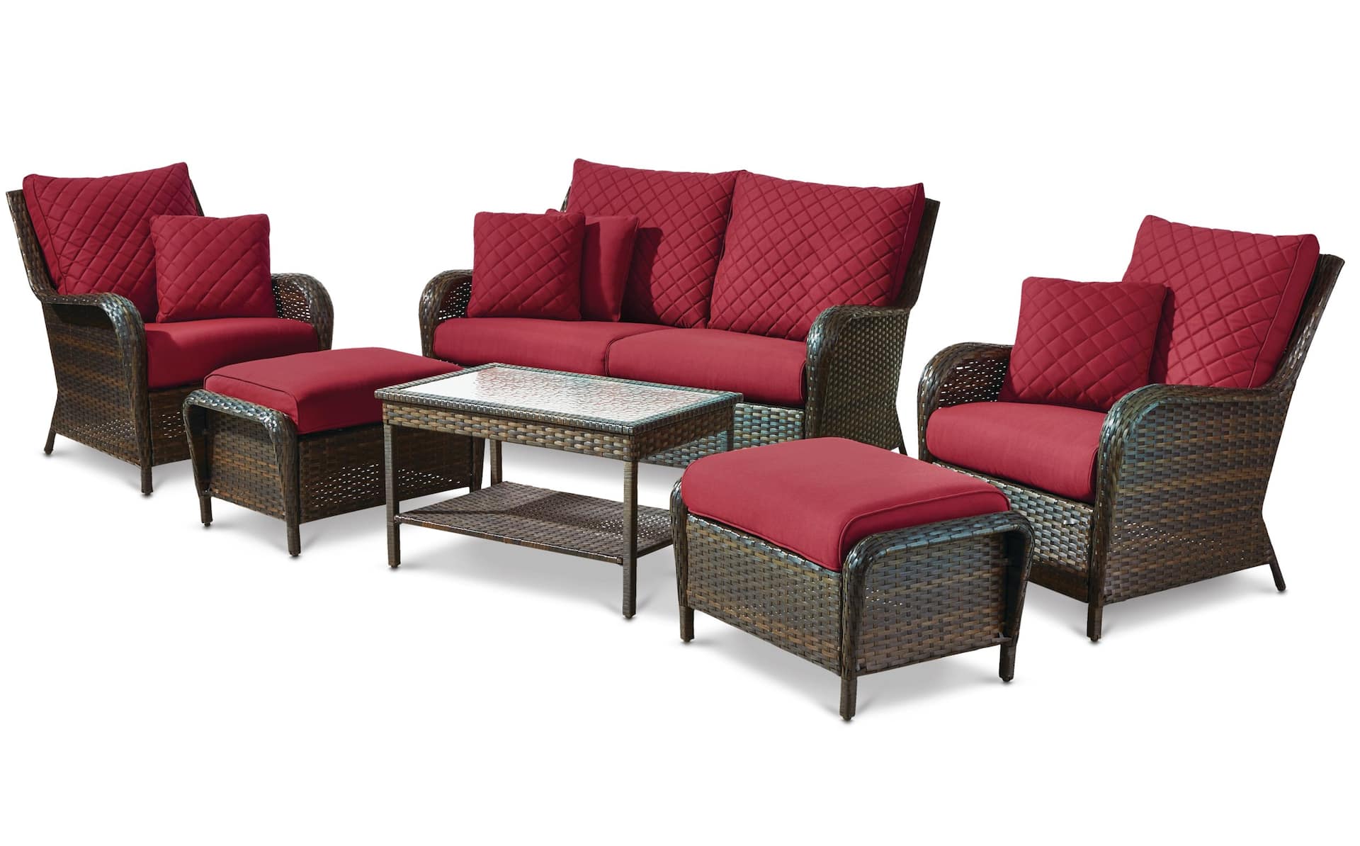 CANVAS Rosedale All-Weather Wicker Outdoor Patio Conversation Set w/Glass  Tabletop, 6-pc
