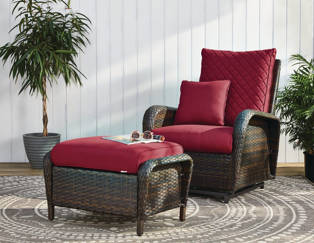 Canvas Rosedale All Weather Wicker Outdoor Patio Recliner Glider Armchair W Ottoman Canadian Tire - Outdoor Resin Wicker Patio Recliner Chair