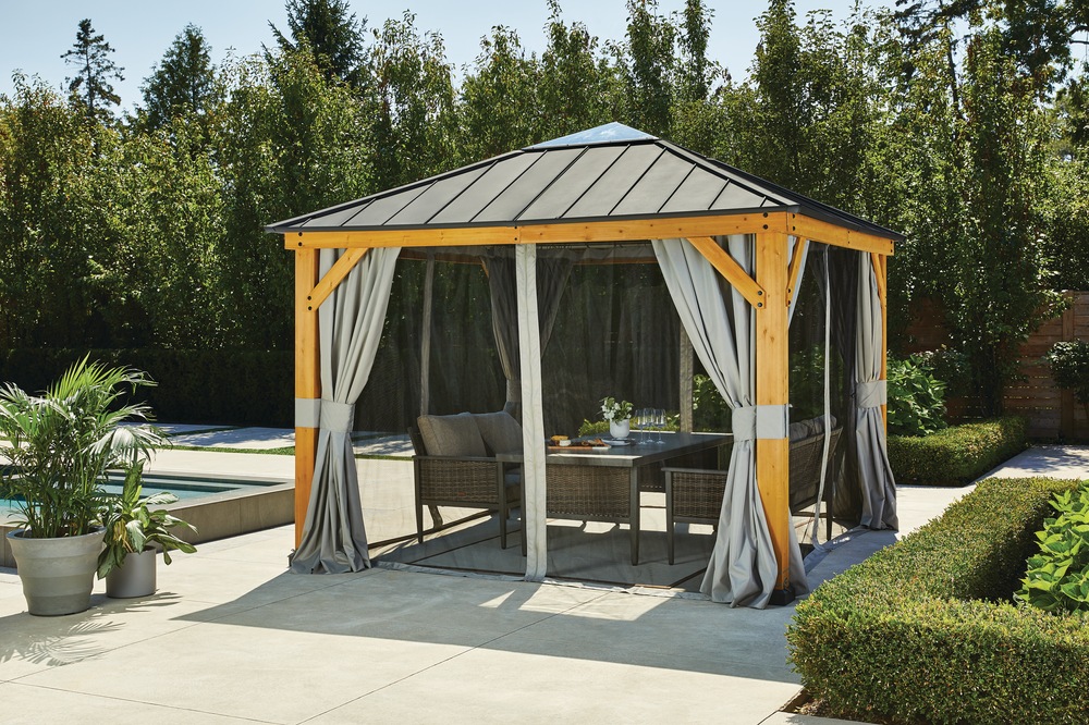 CANVAS Kingsmere Wood Fabric Outdoor/Patio Gazebo Walls & Netting