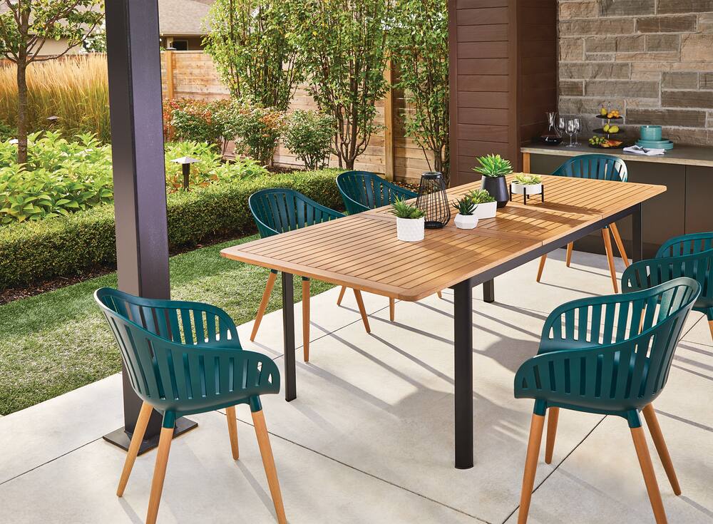 CANVAS Bromont Extendable Outdoor Patio Dining Table W Wood Tabletop   Canvas Bromont Extendable Dining Table 0802637d 3027 4053 87b8 1711259a659d 