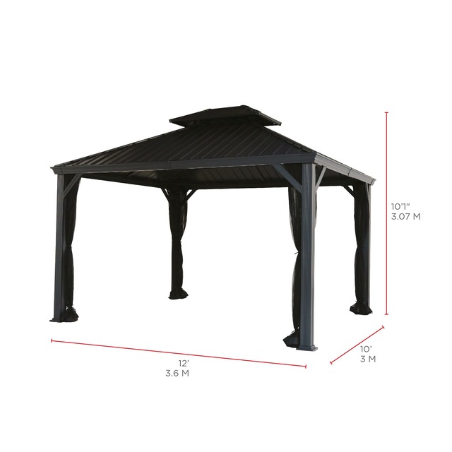 CANVAS Skyline Gazebo à toit rigide avec moustiquaire intégrée, toute