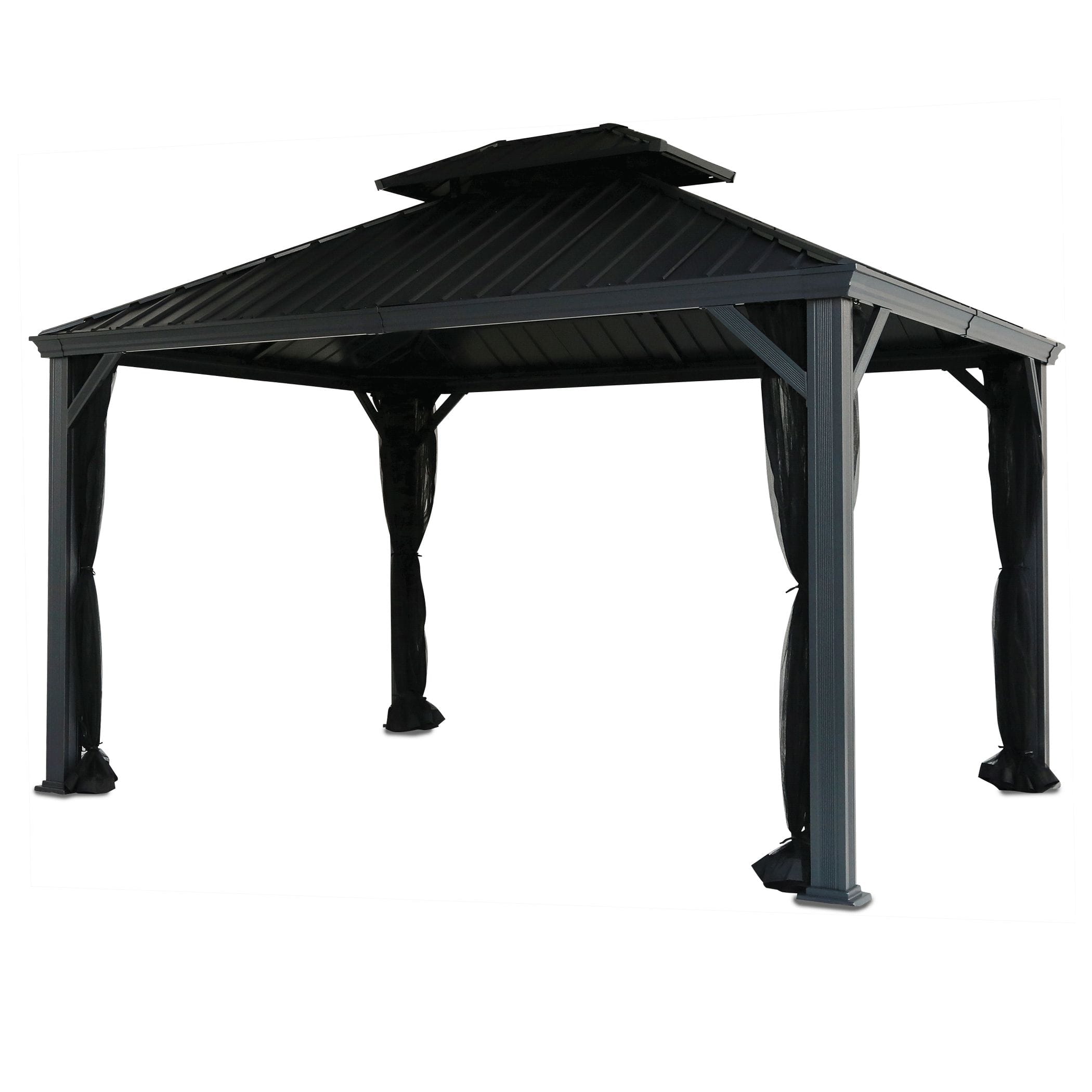 CANVAS Skyline Outdoor Aluminum Patio Hard Top Gazebo w Bug Net