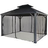 CANVAS Skyline Outdoor/Patio Aluminum Hard-Top Gazebo w/ Bug Net, for All-Season, Black, 10-ft x 12-ft Front_Three_Fourths_Angled_Left