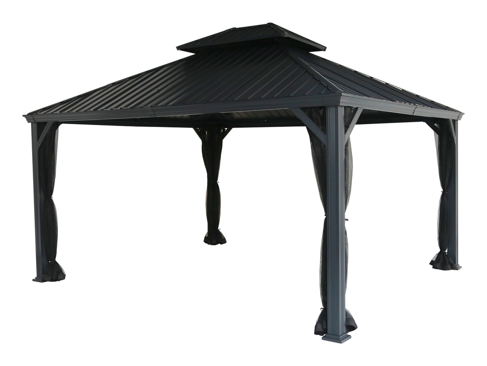 CANVAS Skyline Outdoor Patio HardTop Gazebo w/ Bug Net, for AllSeason